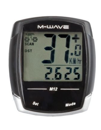 Велокомпьютер M-WAVE "M12", 12 functions, w/batteries