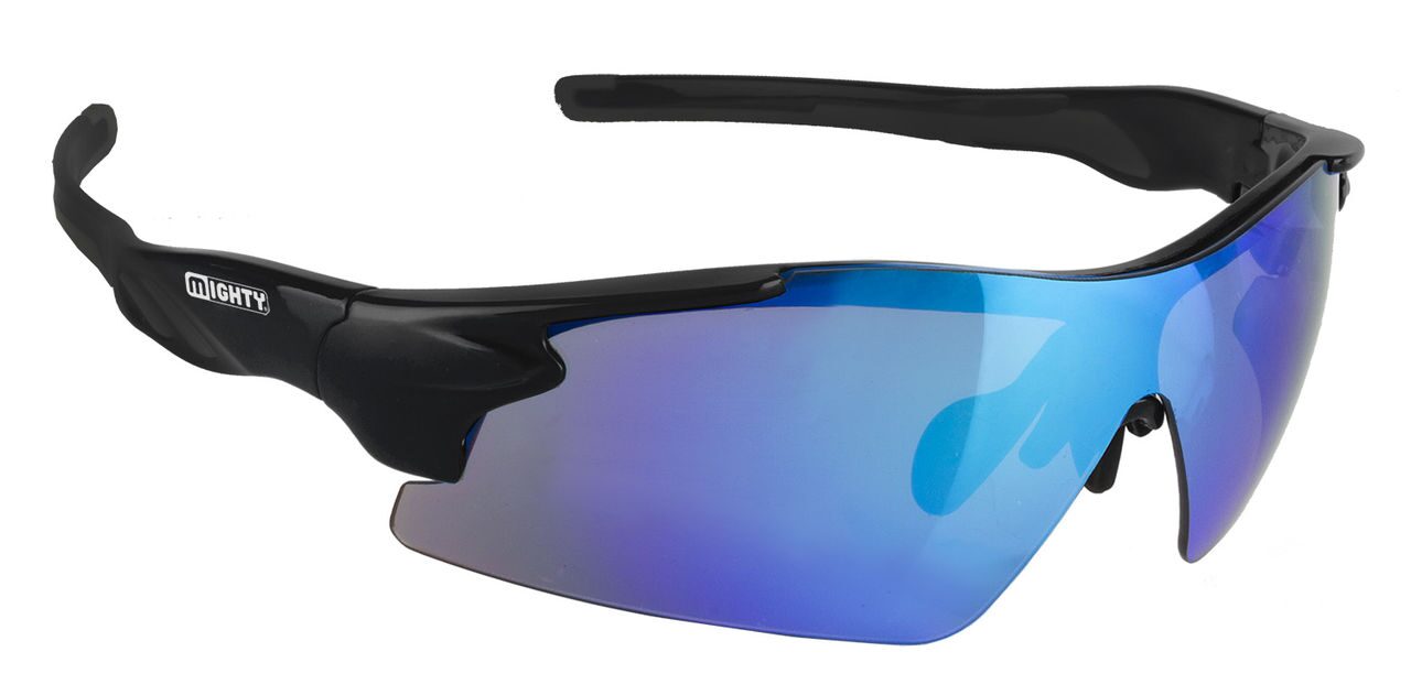 Очки, MIGHTY, black, blue iridium coated lens,