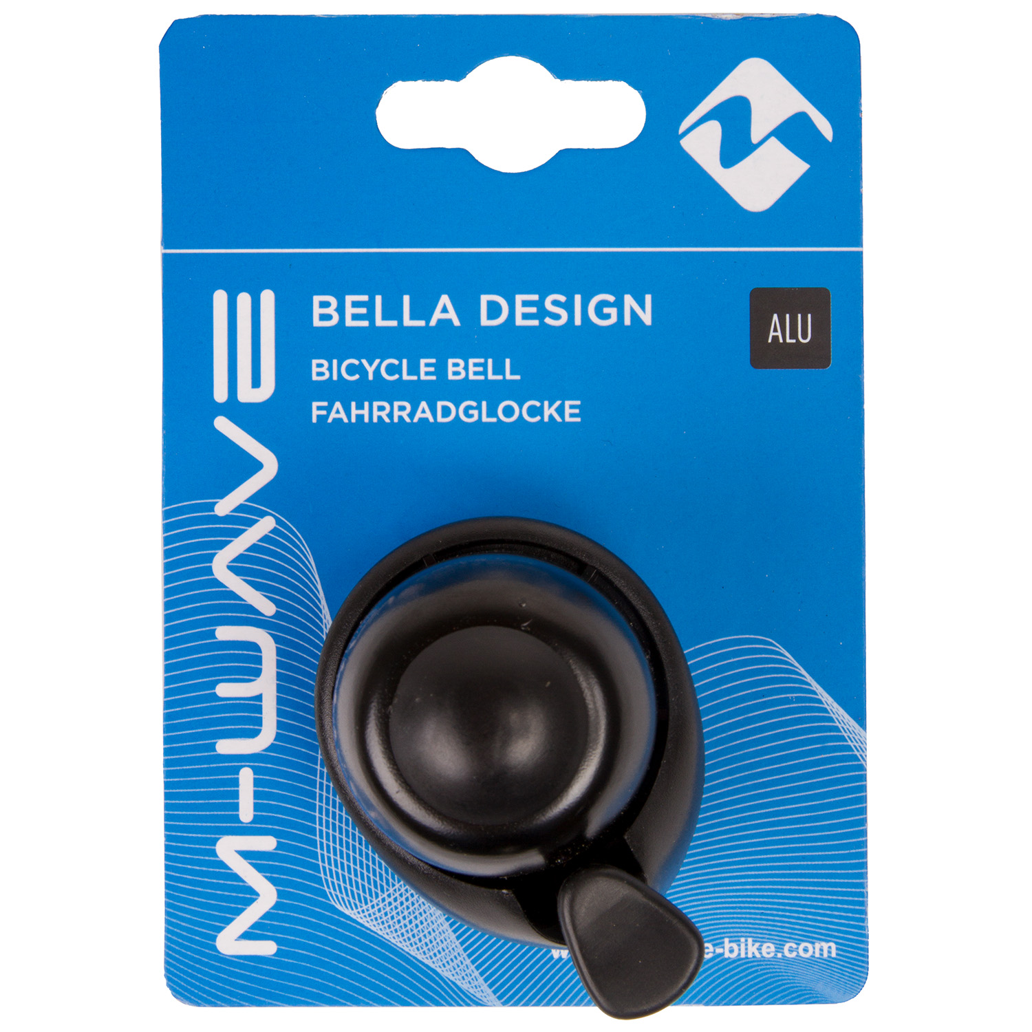 Звонок mini bell M-WAVE, alloy black / black plastic base, w/bracket, on card,