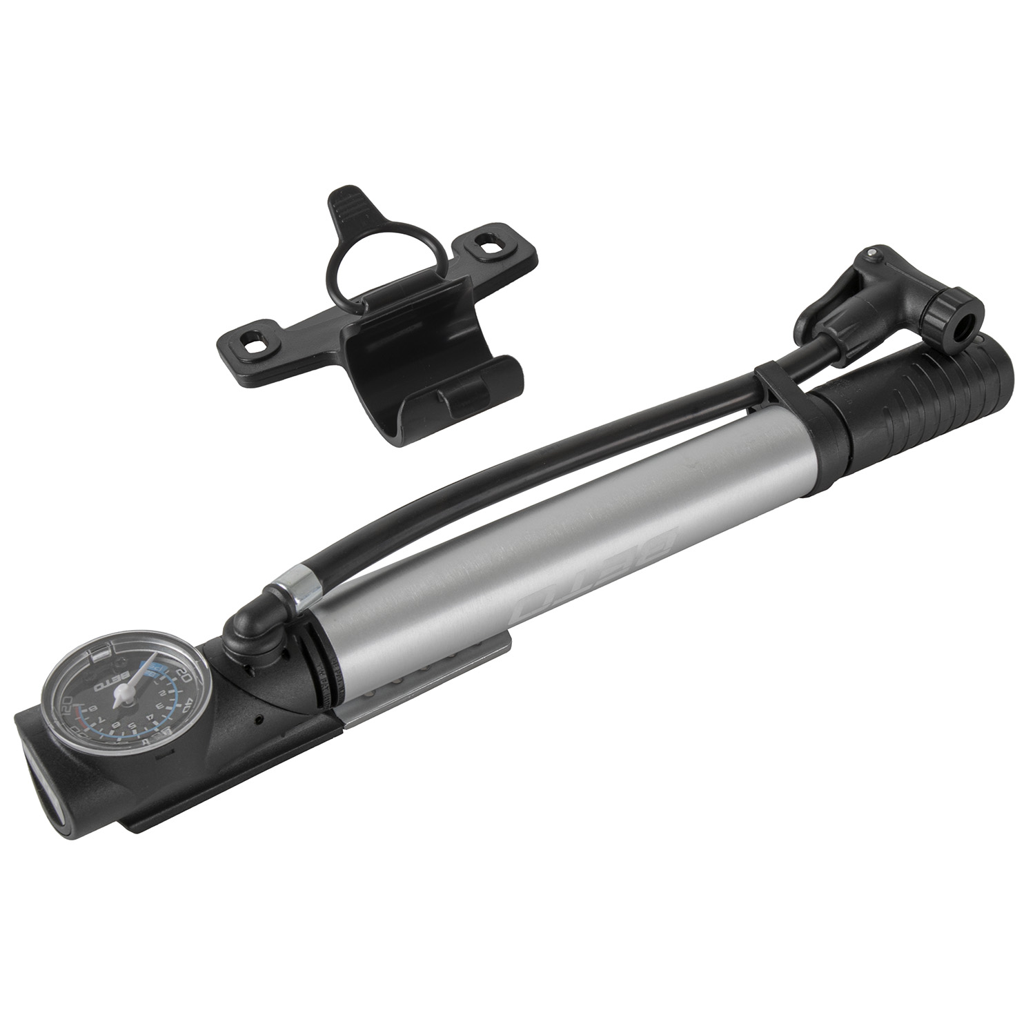 Насос mini  BETO с мон., w/rotable gauge/metal footpad, silver/black,