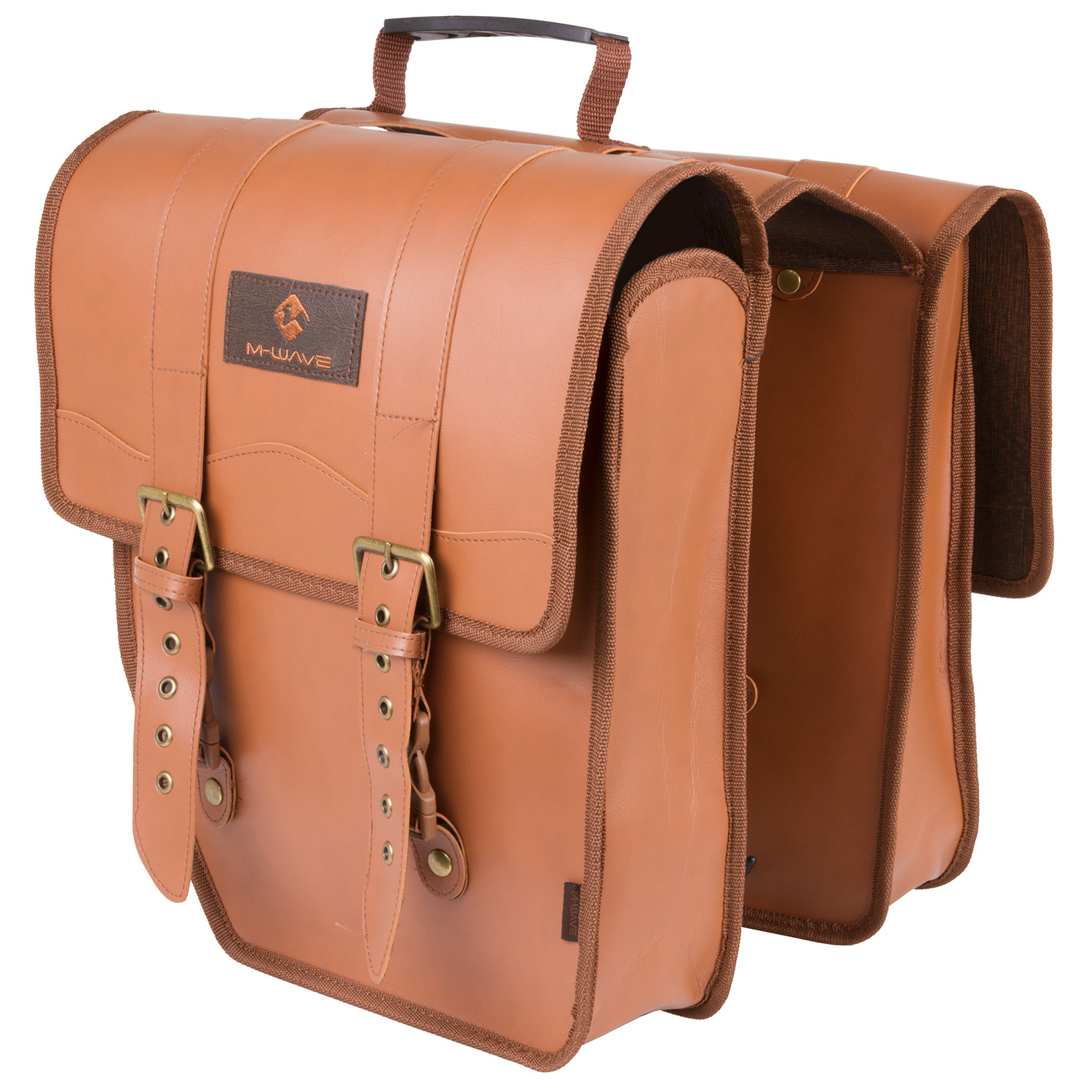 Сумка на багажник  M-WAVE "AMSTERDAM DOUBLE L", imitation leather, brown, 27.5 x 33.5 x 9 cm, volume,