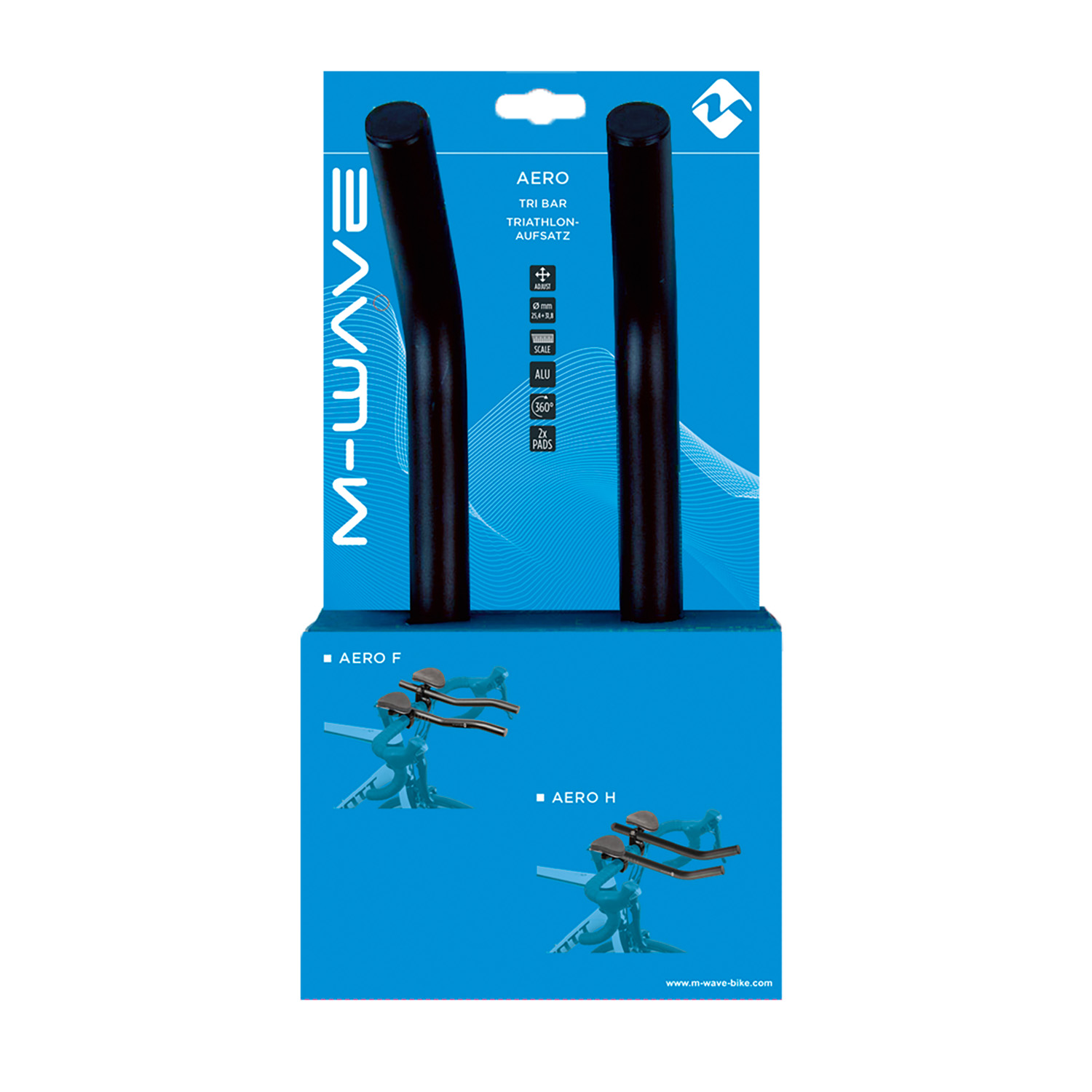 Лежак tri bar Aero H,  M-WAVE, alloy, black, for 31.8 mm handlebar,
