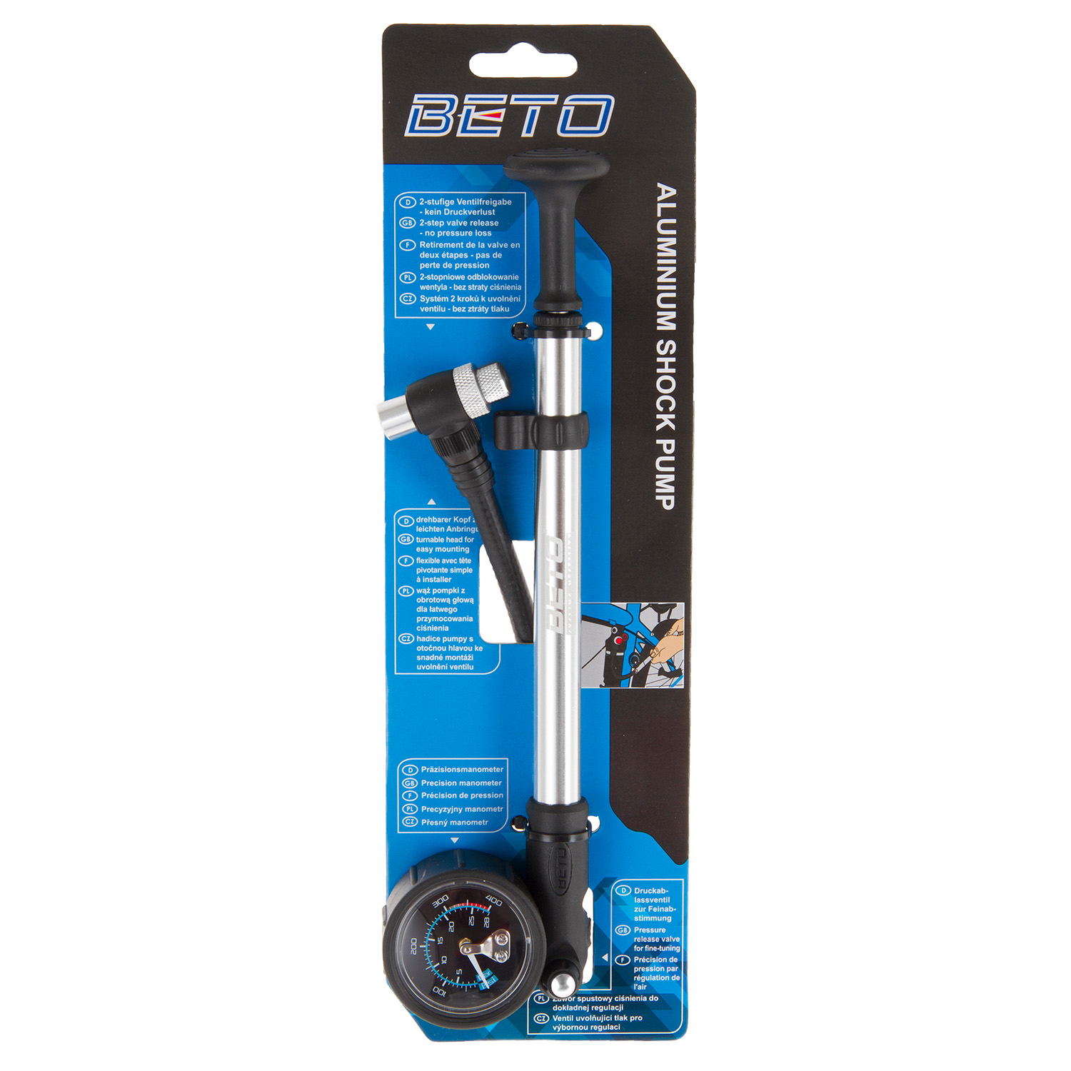 Насос для амортизатора BETO shock-pump, alloy, precision 1.5" analoge gauge,